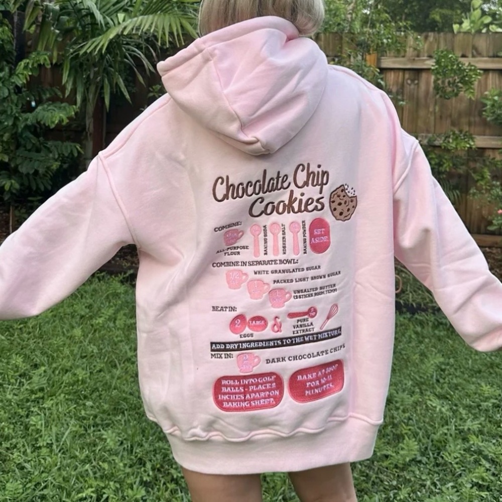 Sunkissed Coconut Pink Chocolate Chip Cookies Hoodie Size Large
